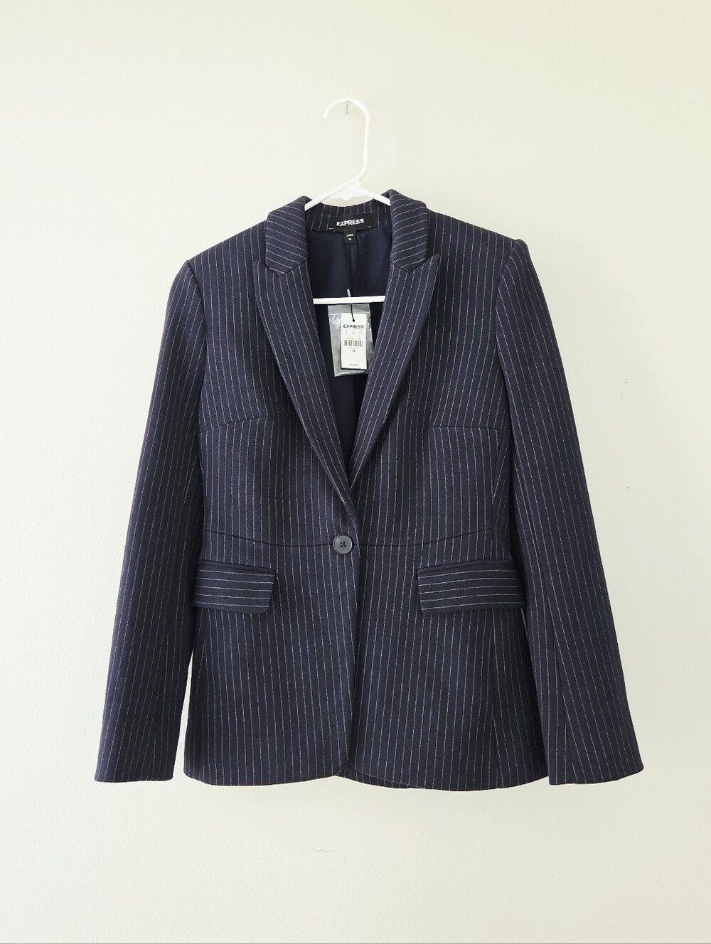 Express Pinstripe Navy Slim Blazer XS